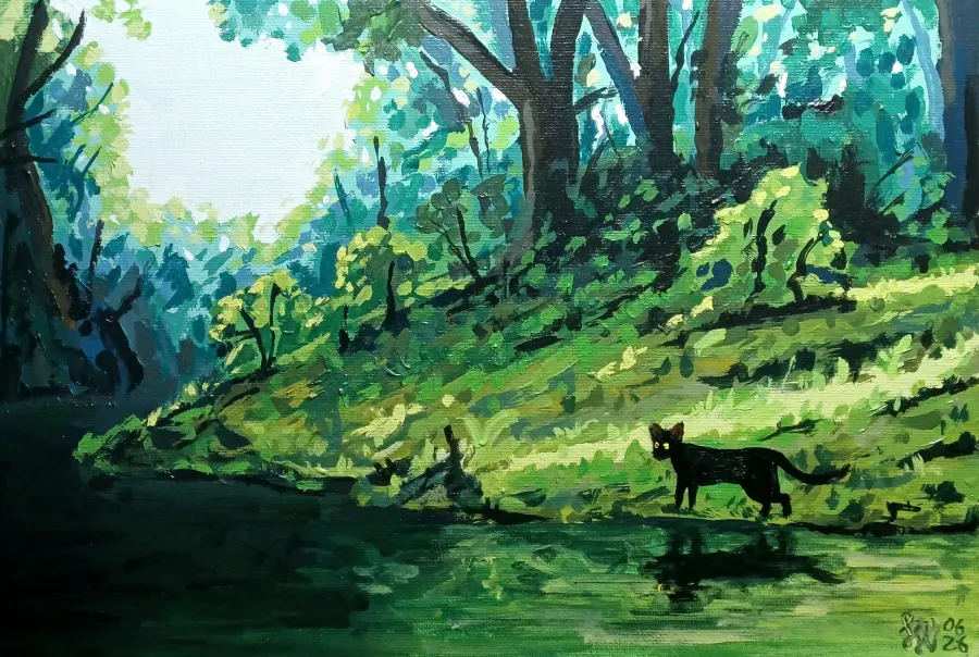 Im Fluss, Acryl auf Karton, 2026