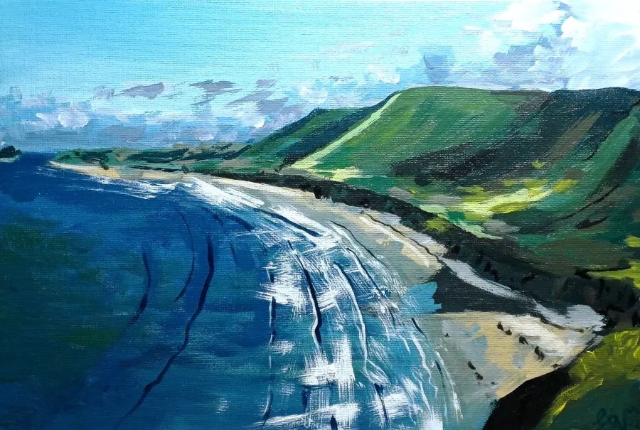 Küste #02, Acryl auf Karton, 2026