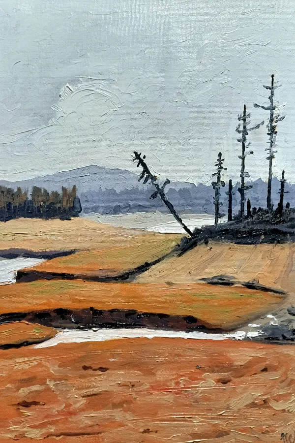 Oderteich im Harz #1, Öl auf Karton, 2025