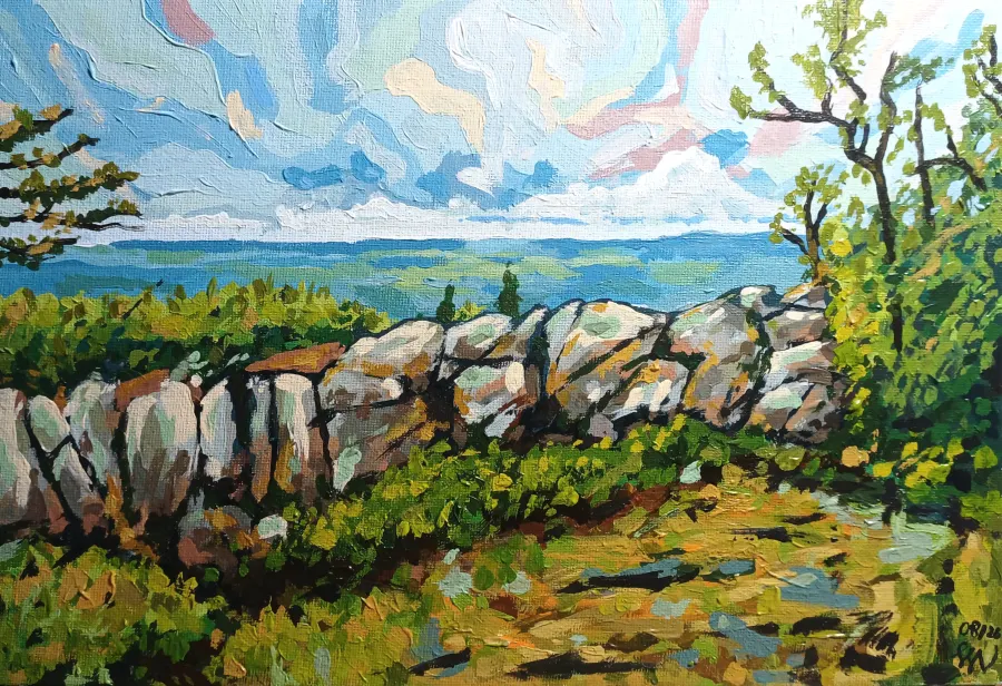 Auf dem Acker im Harz #3, Acryl auf Karton, 2026