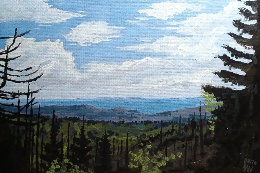 Auf dem Acker im Harz #4, Acryl auf Karton, 2026