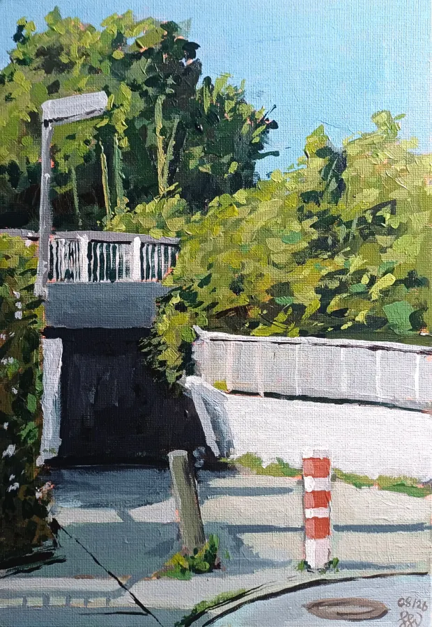 Unterführung, Acryl auf Karton, 2026